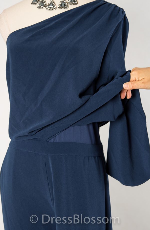 最終価格！9号　HALSTON HERITAGE ネイビーブルーのワンショルダージャンプスーツ - Image 4