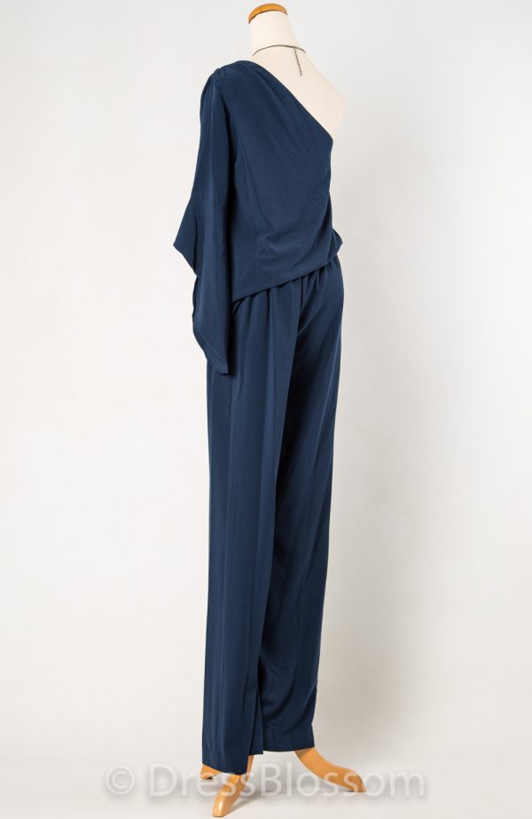 最終価格！9号　HALSTON HERITAGE ネイビーブルーのワンショルダージャンプスーツ - Image 5